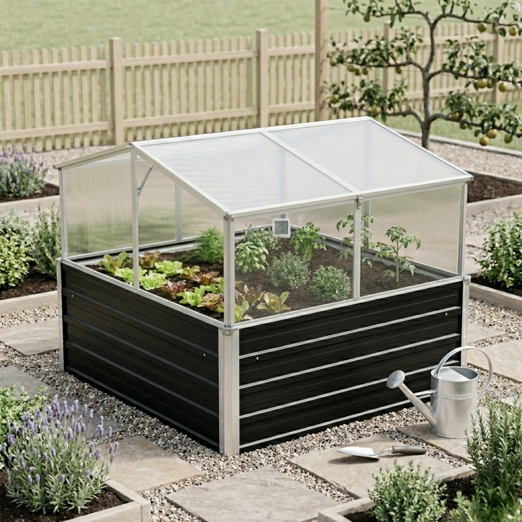 Mini serre de jardin jardinière polycarbonate avec bac