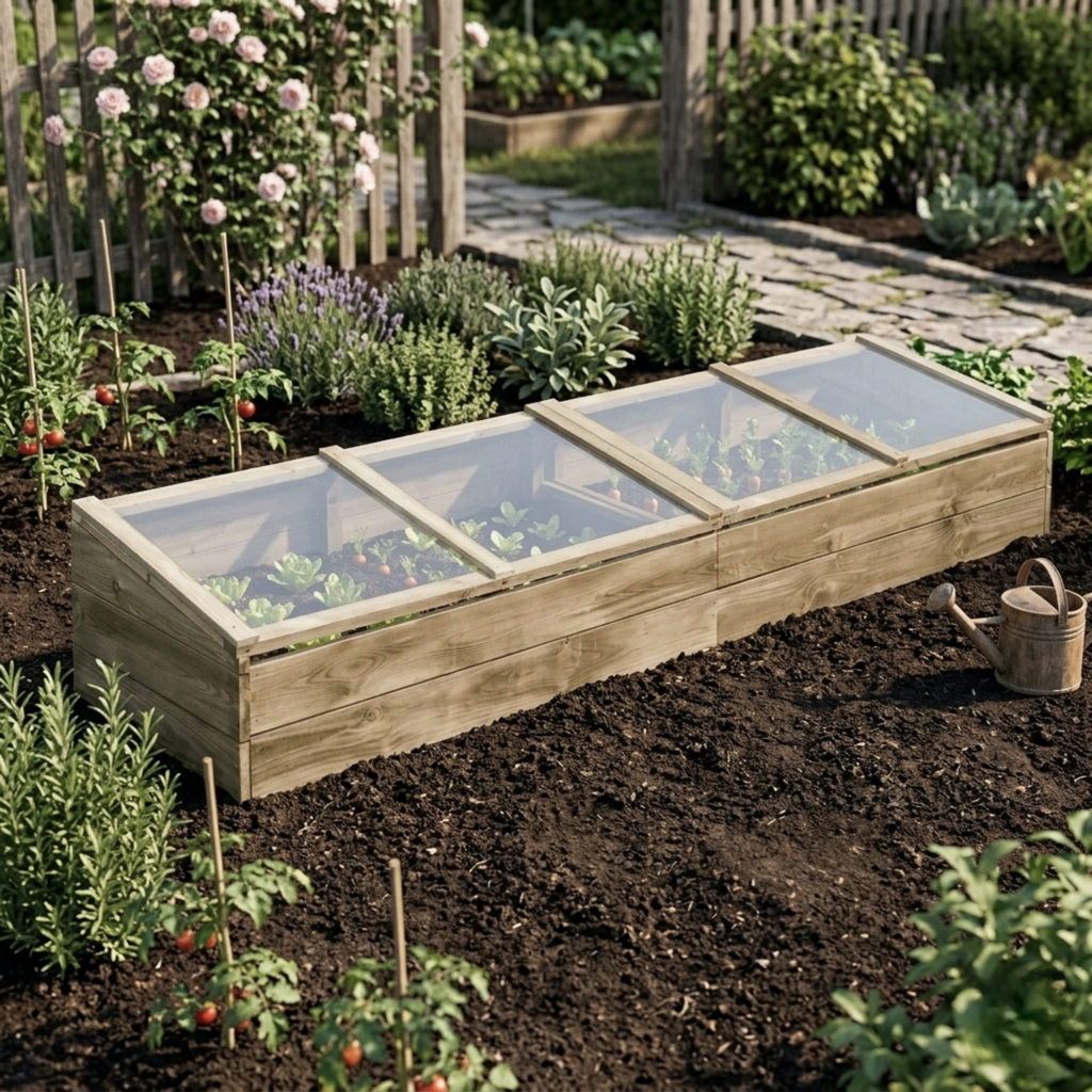 Mini serre de jardin jardinière en bois et polycarbonate