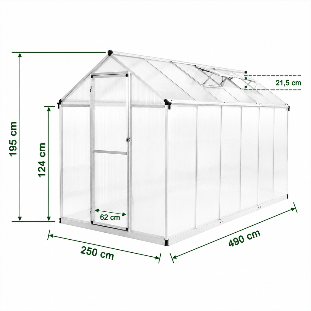 Serre de jardin 12,25 m² en polycarbonate