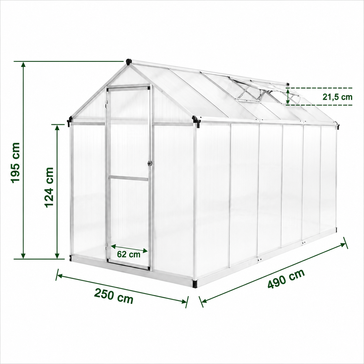 Serre de jardin 12,25 m² en polycarbonate