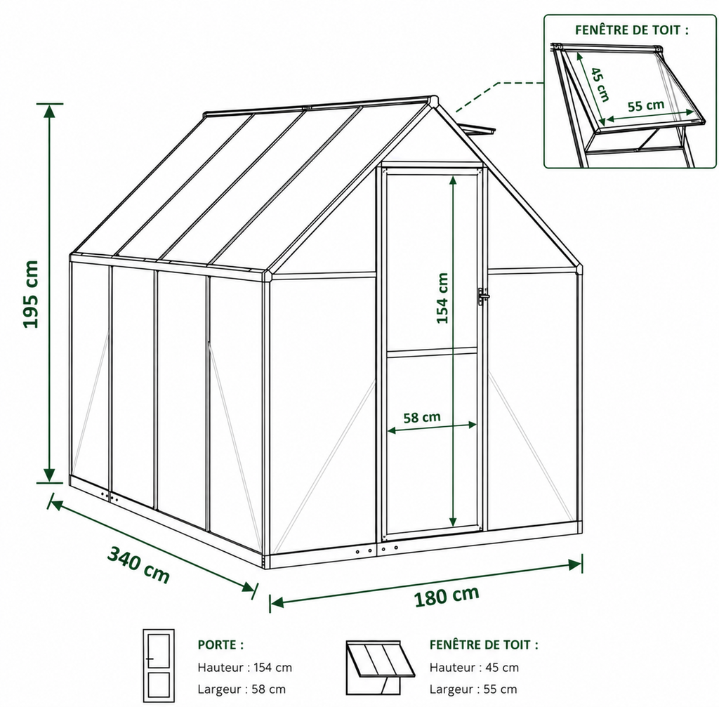 Serre de jardin en polycarbonate 6,1 m²