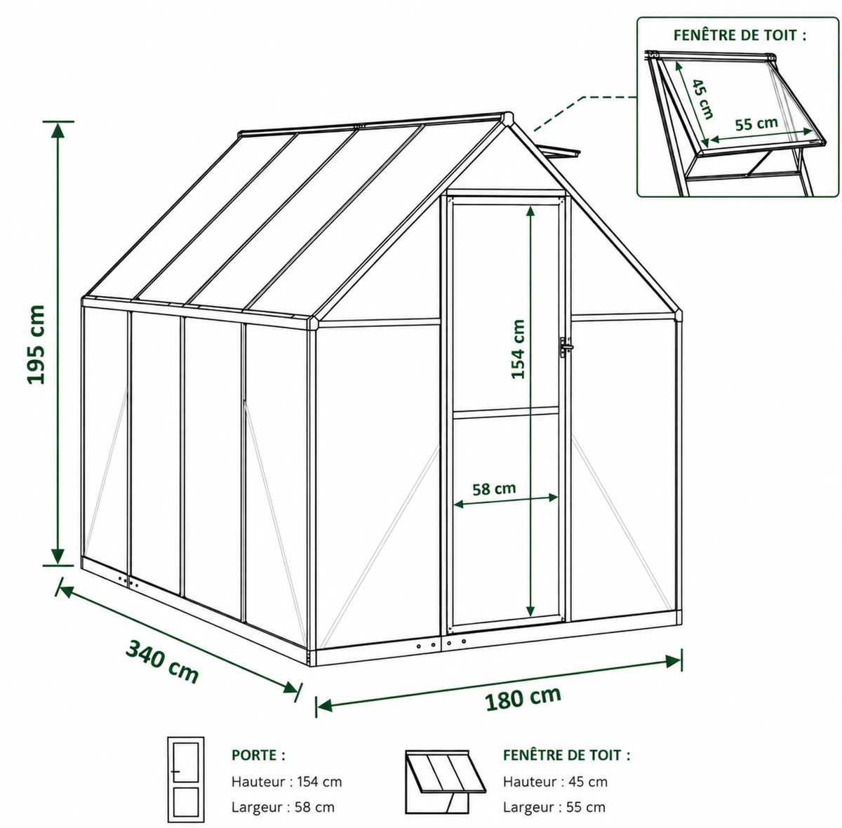 Serre de jardin en polycarbonate 6,1 m²